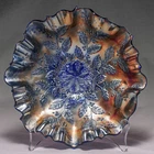 Vintage purple/carnival 9" bowl w/ruffled edges, leaves & berries pattern