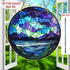 Starry Night Landscape Acrylic Suncatcher Celestial Home Window Hanging Decor