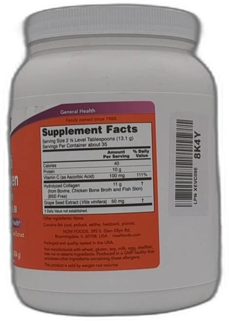 *2026-12-1* Suplementos Now Foods, proteína de colágeno múltiple tipos I, Ii e Iii Foto 4 de 4