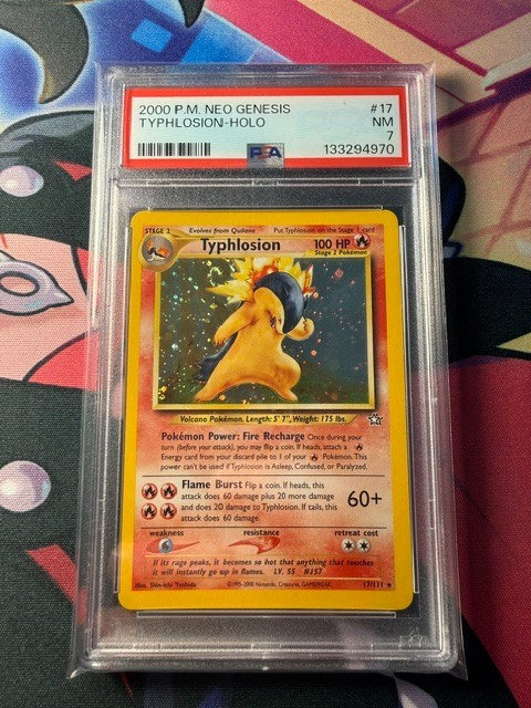 2000 Pokémon Neo Genesis Typhlosion #17 Holo Rare Unlimited PSA 7