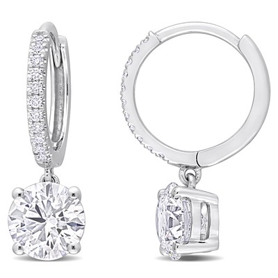 Created Forever 14K White Gold 2 1/10ct TDW Lab Grown Diamond Huggie Earrings