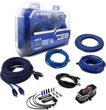 8 GA Amp Wire Kit DS18 AKIT8.BL 840W Max 60A Fuse Blue Car Audio Wiring System