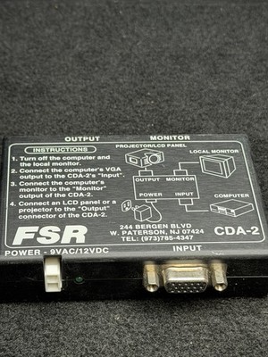 FSR Computer Video Distribution Amplifier CDA-2 MISSING POWER ADAPTER