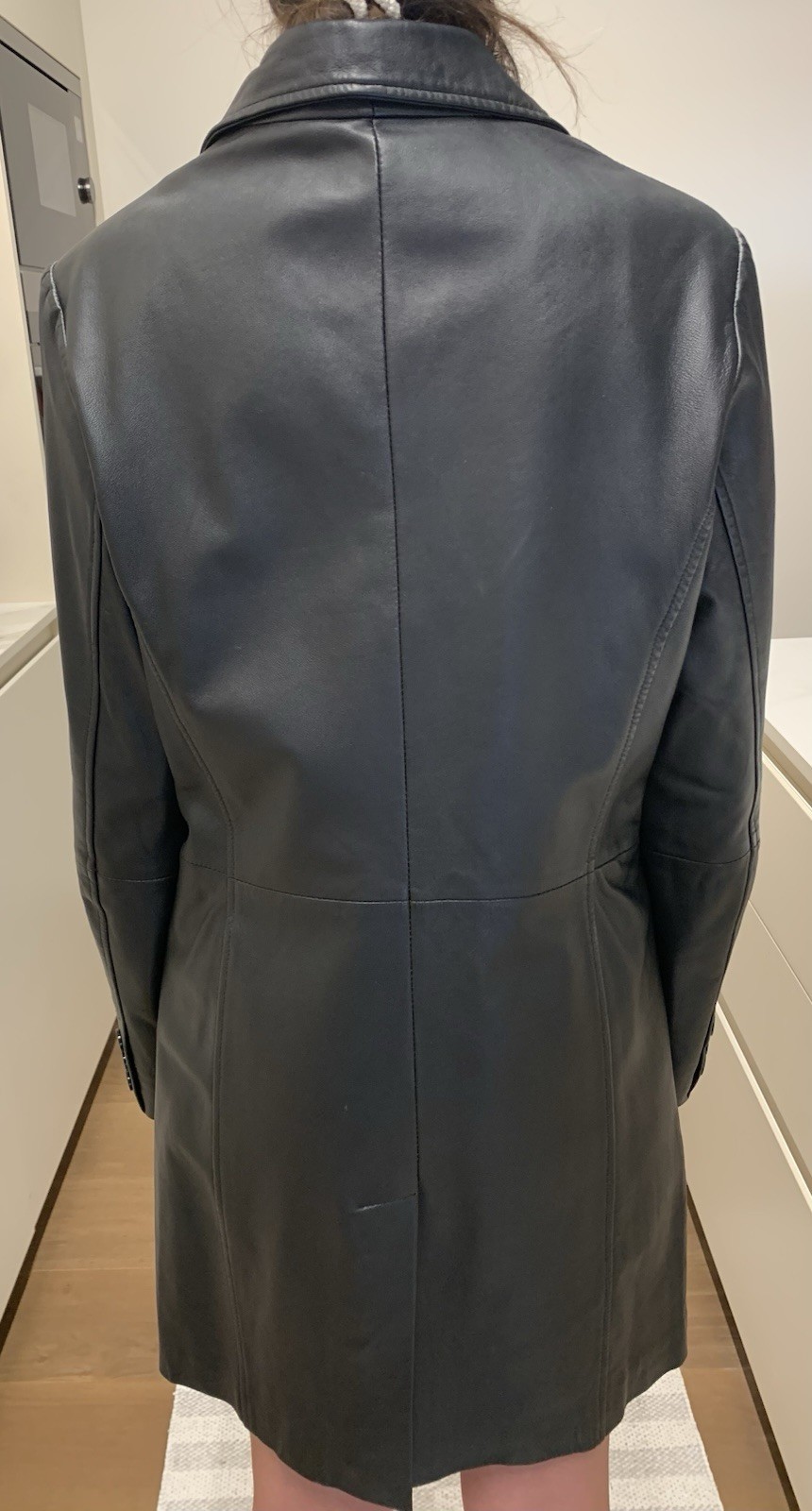 Cappotto donna pelle nero IT:46/L/EU:42 Regular foderato con tasche e bottoni