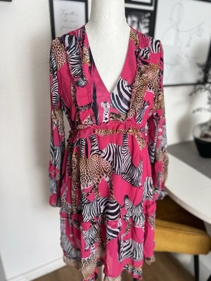   Wunderschönes MISS GOODLIFE Stufenkleid / Maxikleid   Pink/Rot Leo Gr S