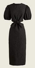 J. Crew Black Short Sleeve Cutout Textured Organza Midi Dress  Size 6 NWT