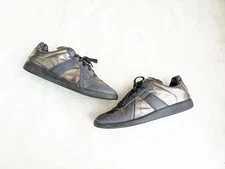 Maison Margiela GAT Sneakers Men 11 44 Silver Gray Leather Low Tops Silver 