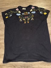 ASOS Embroidered Black Tee Tunic / Dress Size 4 See Measurements