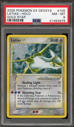 Pokemon Latias Gold Star Holo EX Deoxys 105/107 PSA 8