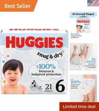 Size 6 Diapers, Snug  Dry Baby Diapers, Size 6 35 lbs, 21 Count, Packaging ...