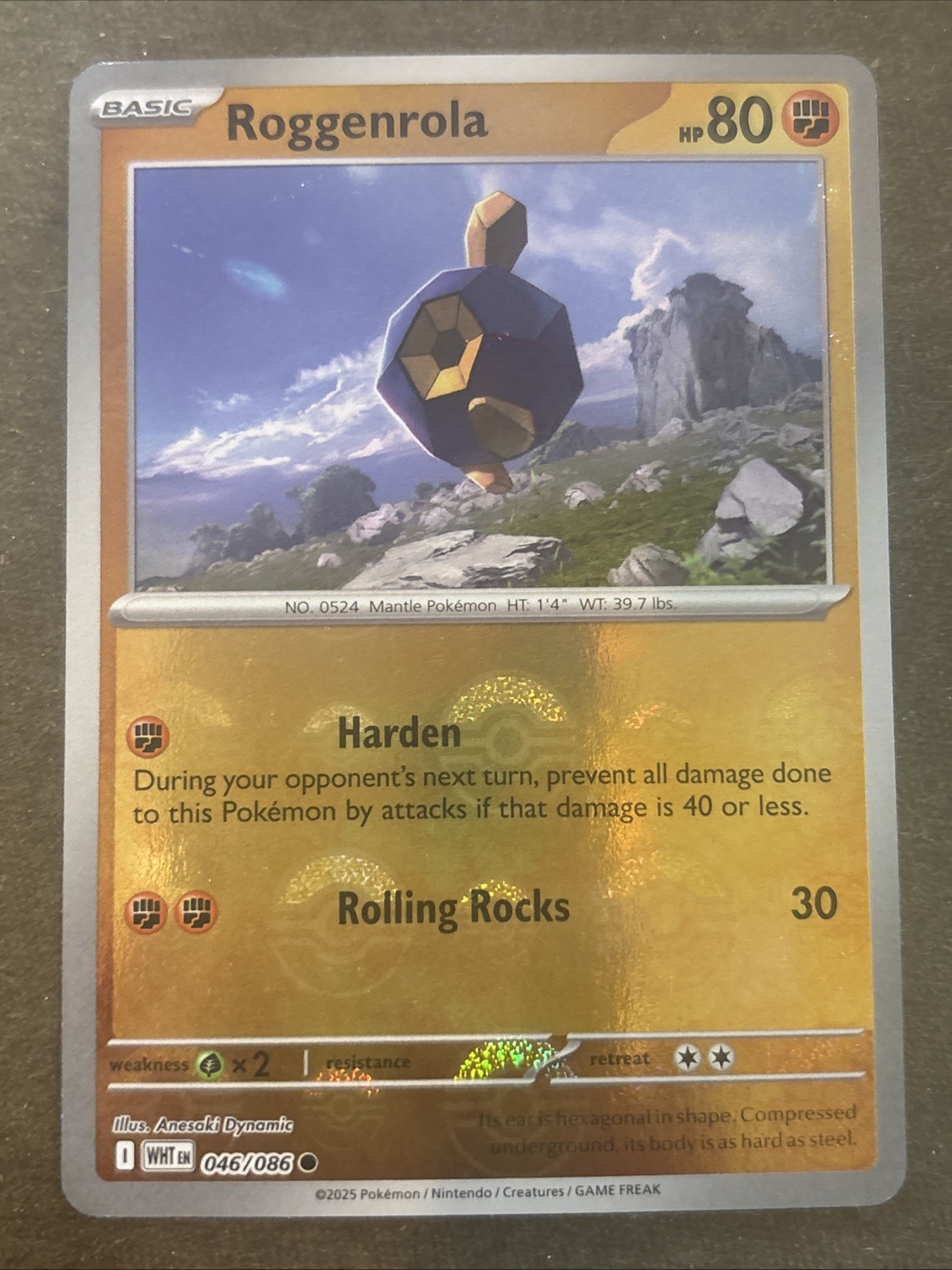 Roggenrola 046/086 Poke Ball Reverse Holo White Flare Pokémon TCG Card NM