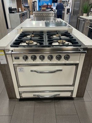 Viking TVDR3604BAW 36'' Dual Fuel Rang 4 Burners 3.8 Cu Convection Antique White