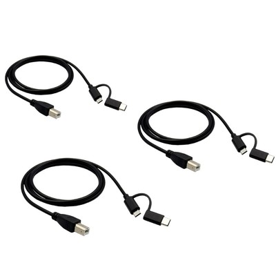 Smartphones to Printer OTG Cable Micro USB & Type C to USB-B Cord Date Wire