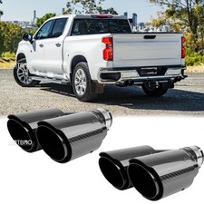 Carbon Fiber 2.5 Inlet Dual 4out Quad Exhaust Tip For Chevrolet Silverado 1500 Carbon Fiber 2.5 Inlet Dual 4out Quad Exhaust Tip For Chevrolet Silverado 1500