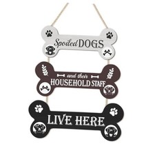 Funny Dog Wooden Sign,Spoiled Dogs Door Sign And Their Household Bone Sign