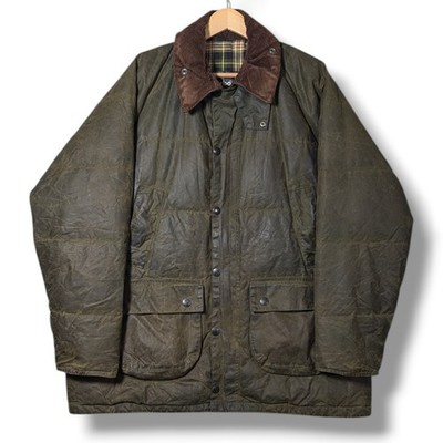 Barbour Down-filled Bedale Jacket Mens Large Sage Green A843 Wax Cotton Coat