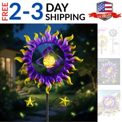 60 in Solar Wind Spinners for Yard and Garden, Sun and Stars Wind Sculptures ...