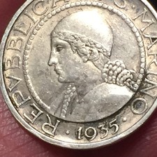 REPUBBLICA DI SAN MARINO - VECCHIA MONETAZIONE - 5 LIRE 1935  R ARGENTO