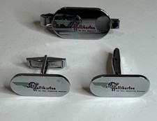 Vintage Halliburton Oil Co Cuff Link & Tie Clip Set Oilfield Energy Advertising