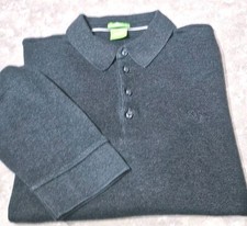 BOSS HUGO BOSS-Gray Combed Cotton, Mens LS/4B, Modern.Fit Polo Shirt- XL