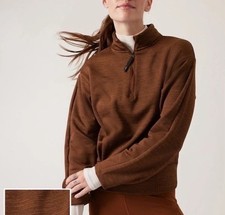 Athleta Womens Altitude Polartec Half Zip Sweatshirt Mahogany Brown Size XS EUC