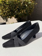Stuart Weitzman Women's Black Pointed Shoes Suede Kitten Stilleto Heel Size 5 M