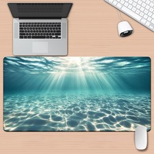 40 90cm1pc Ocean-Themed XXL Mousepad with Sunlit Sea Design - Durable Rubber Des