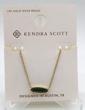 Kendra Scott Eva Pendant Necklace 14K Gold Over Brass - Forest Green NWT