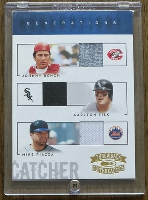 2005 Throwback Threads Generations Bench/Fisk/Piazza Triple Patch card #d 49/50