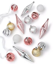 Holiday Lane Sugar Plum Finial & Round Shatterproof Ornaments, Set of 16
