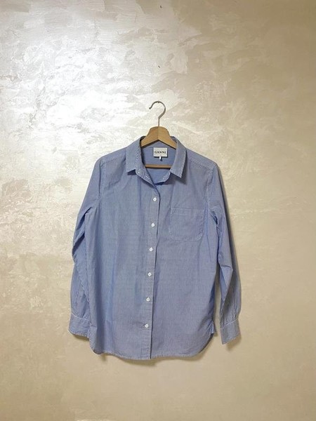 Women Ganni Shirt Blue Cotton 36 / S / 44