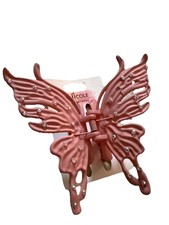 Large Rose Color W/ Rhinestones Butterfly Cla