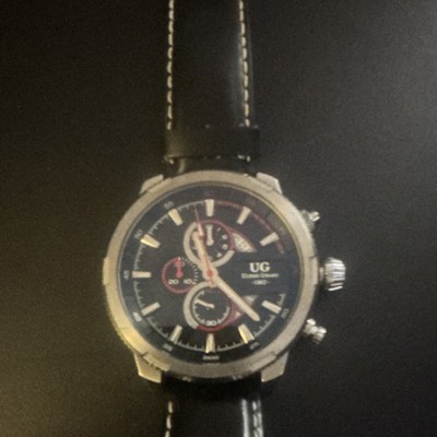 Ulysse Girard UG 1862 Men's Chronograph Sport Wristwatch Black Dial Leather Band