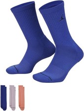 Men's Jordan Jumpman Dri-Fit Crew Socks 3 Pack Multi Concord/Lilac/Coral - M