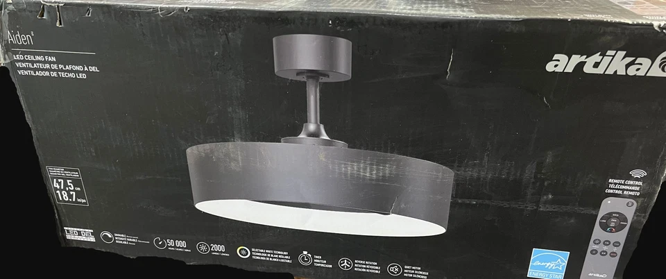 Artika Aiden 24 in. Indoor Black 8 CCT Integrated LED Ceiling Fan with Remote - Image 2 of 2