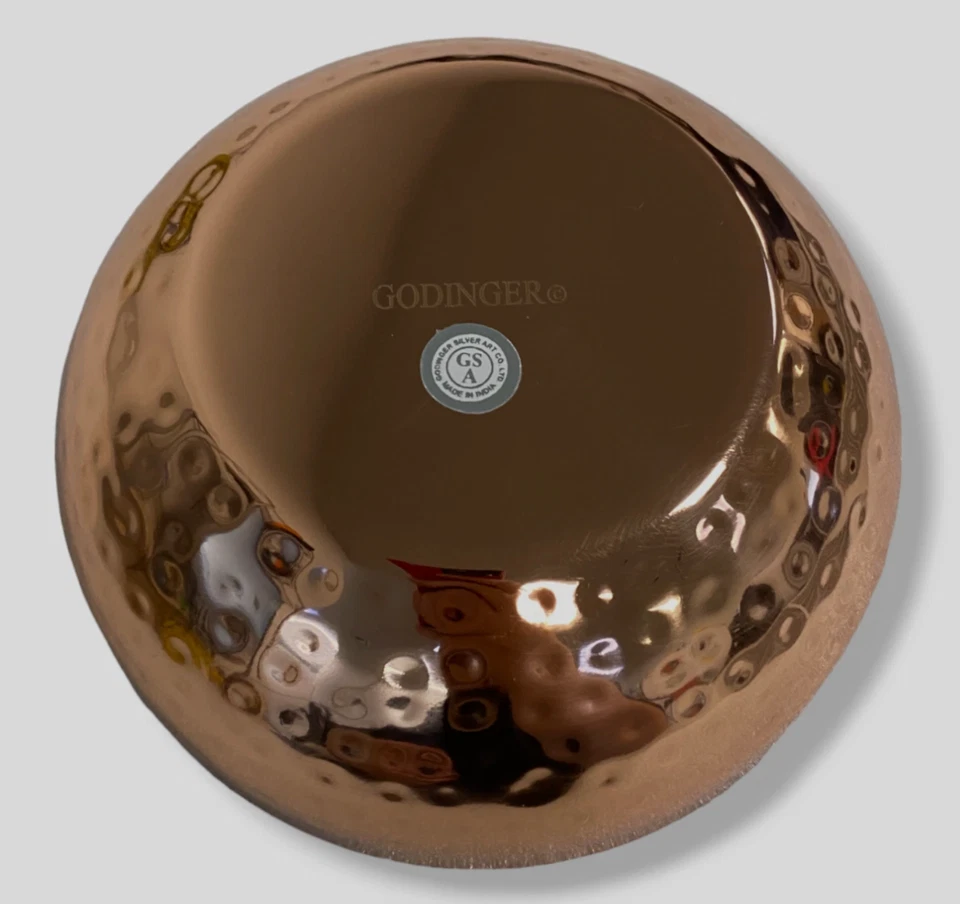 GODINGER MARTILLADO COBRE ACERO INOXIDABLE NUEZ FRUTA SNACK BOWL 6" 15OZ #91680 NUEVO Foto 4 de 4