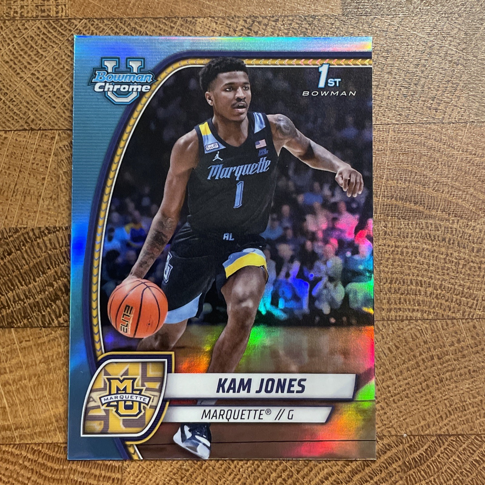 2024-25 Bowman Chrome University Kam Jones 1st Sky Blue #39 Marquette