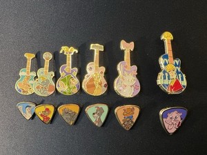 Disney Guitar & Pick Blind Box Enamel Pin Set - complete 6-pair collection