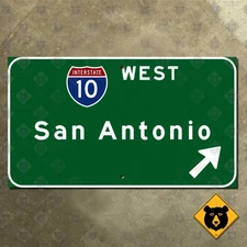 Texas Interstate 10 west San Antonio highway exit road sign 21x12