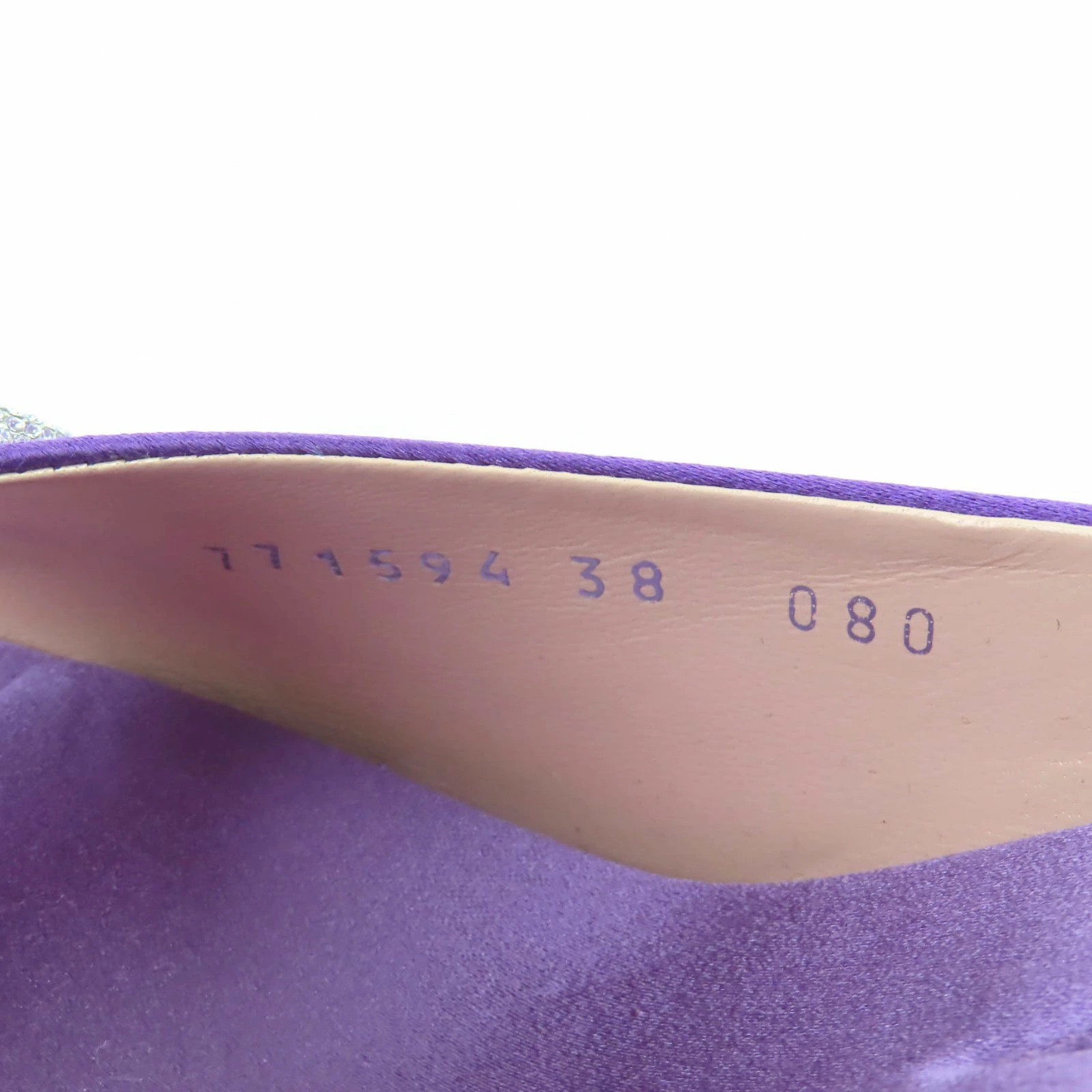 GUCCI 771594 Horsebit Crystal Satin Mule Sandals Purple 38 and storage bag Made thumbnail 11