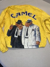 Joe Camel 1992 Tyvek Zip-Up Windbreaker Jacket Yellow, Lightweight, XL