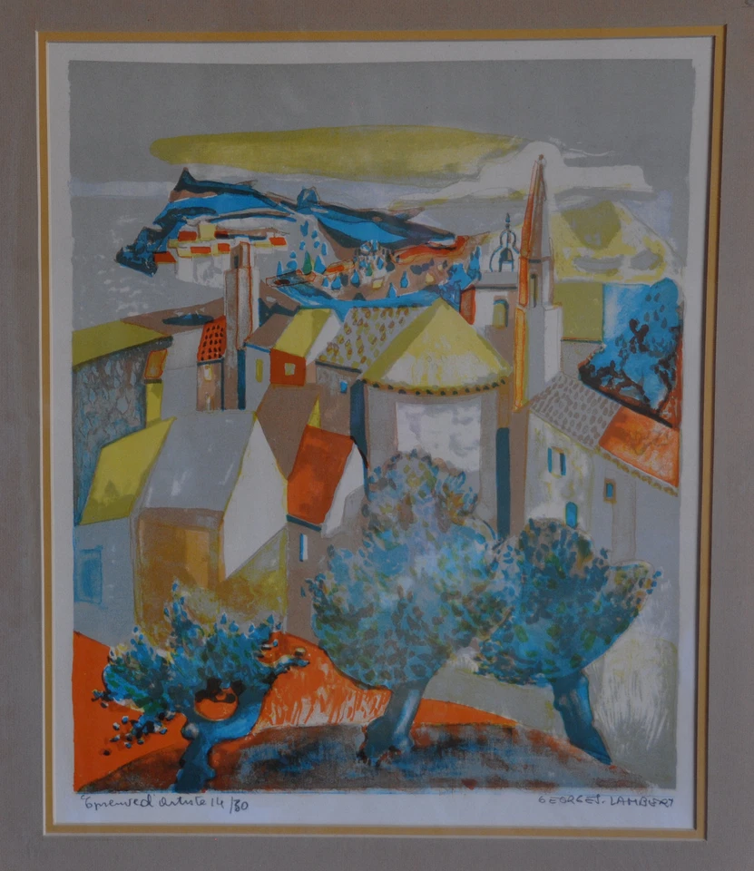GEORGES LAMBERT - LITOGRAFÍA VINTAGE PUEBLO FRANCÉS ARTISTA PRUEBA LÁPIZ FIRMADO Foto 2 de 4