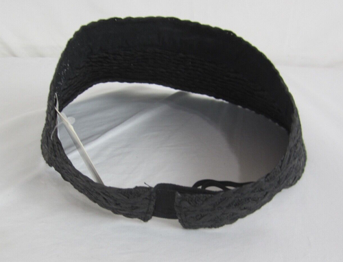 A New Day Women's Woven Black Straw Sun Visor Hat One Size - Picture 2 of 16