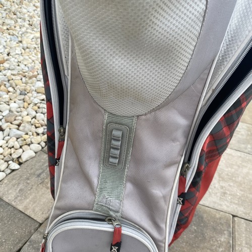 Datrek Cart Golf Bag 14 Way Shoulder Strap Red Plaid Twin Isles Country Club - Picture 4 of 17