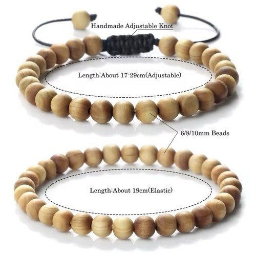 Cypress Wooden Beads Bracelets Meditation Handmade Stretch Healing Yoga - Imagen 2 de 3