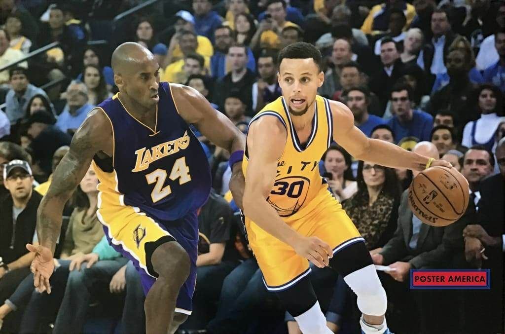 Kobe Bryant Guarding Steph Curry Poster 24 x 36