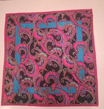 Vintage BERKSHIRE Scarf - Made In ITALY Paisley  Scroll 30" Square Jewel Tones