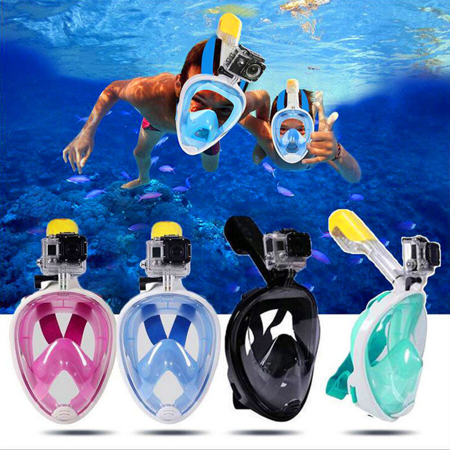 Máscara de snorkel facial completa gafas de natación de buceo para GoPro respiración libre vista al mar