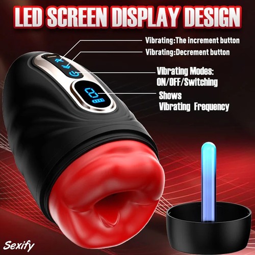 Male Vibrating Stoker Masturbation Cup Oral Heating Masturbator Mens Sex Toy - Picture 3 of 18