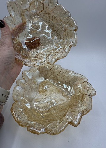 Vintage Indiana Glass Loganberry Marigold Carnival 7” Bon Bon Matching Pair - Picture 7 of 9